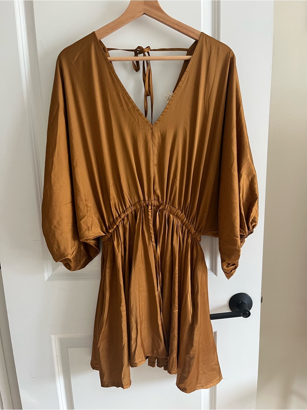 Peach Love Gold Satin Mini Dress sz S